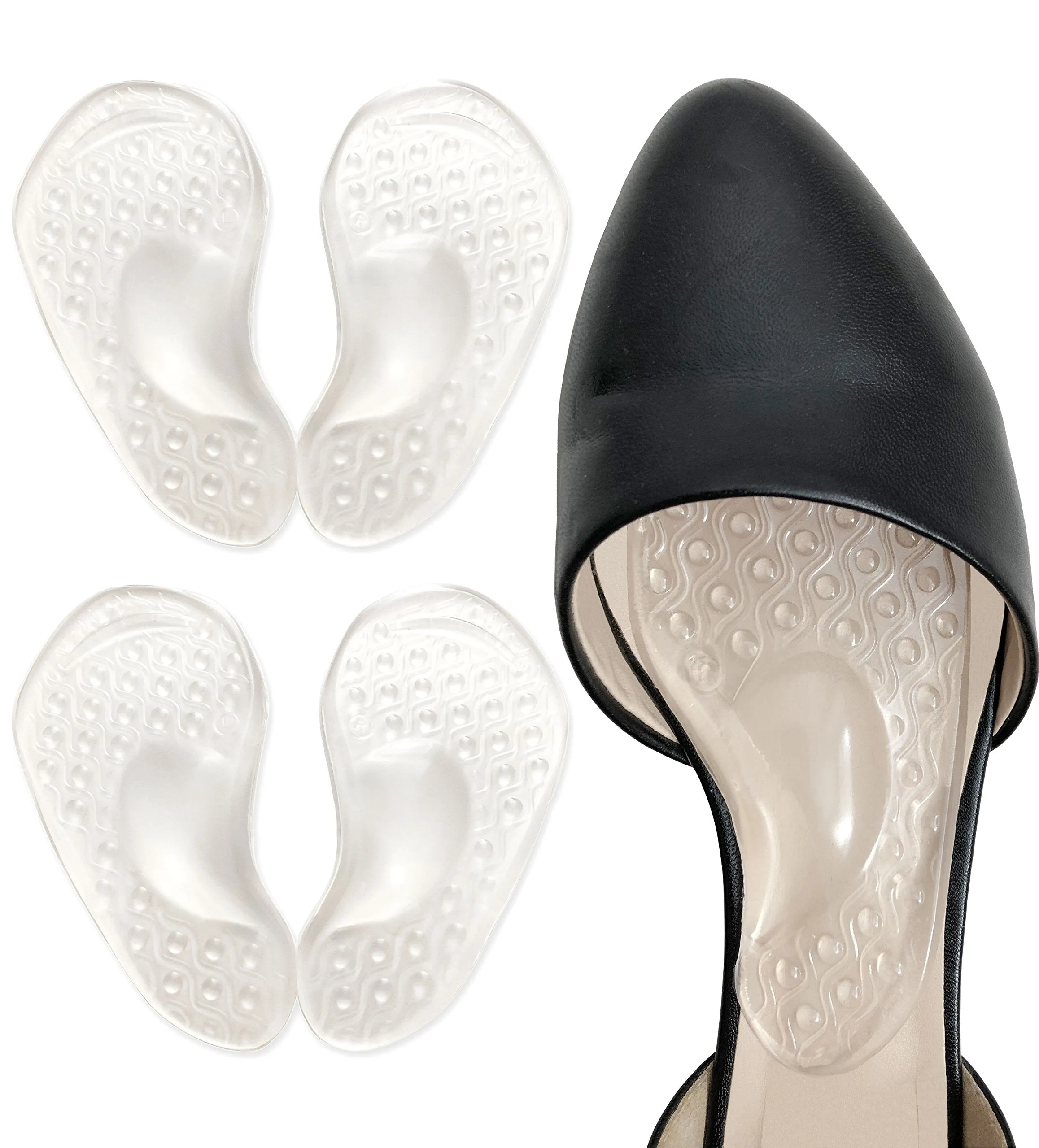 Arch Support for Flat Feet & Plantar Fasciitis, Gel Shoe Inserts Relieve Foot Pain for Women & Men (2 Pairs) (Transparent) Transparent