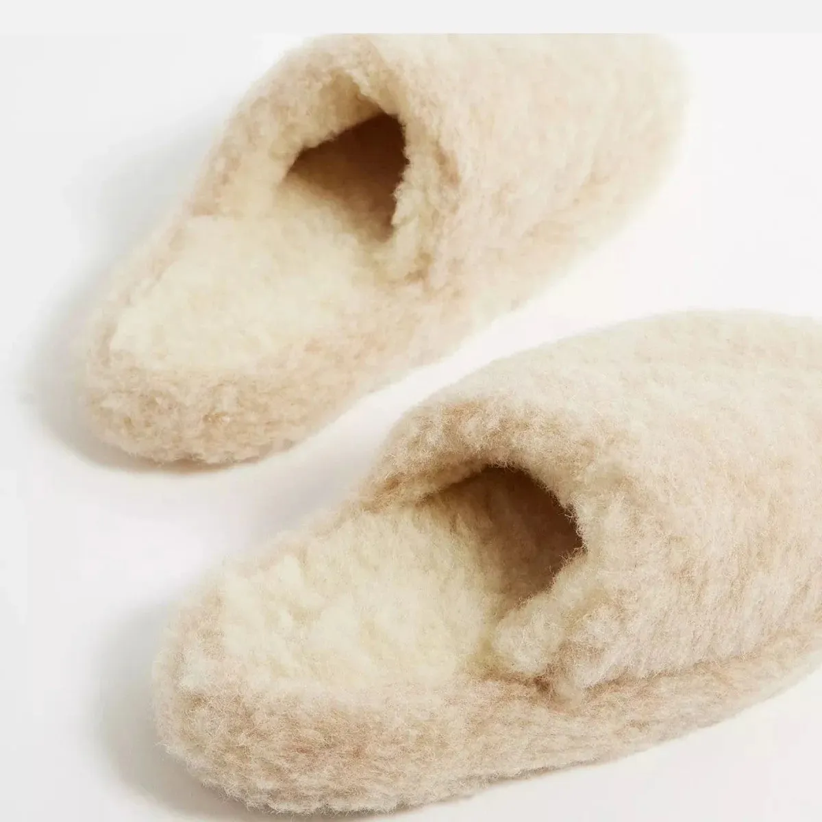 Beige Pure Irish Wool Mule Slippers
