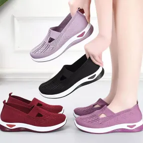 Betterthy Women's Slip-On Walking Shoes Comfort Breathable Plain Toe Casual Sneakers