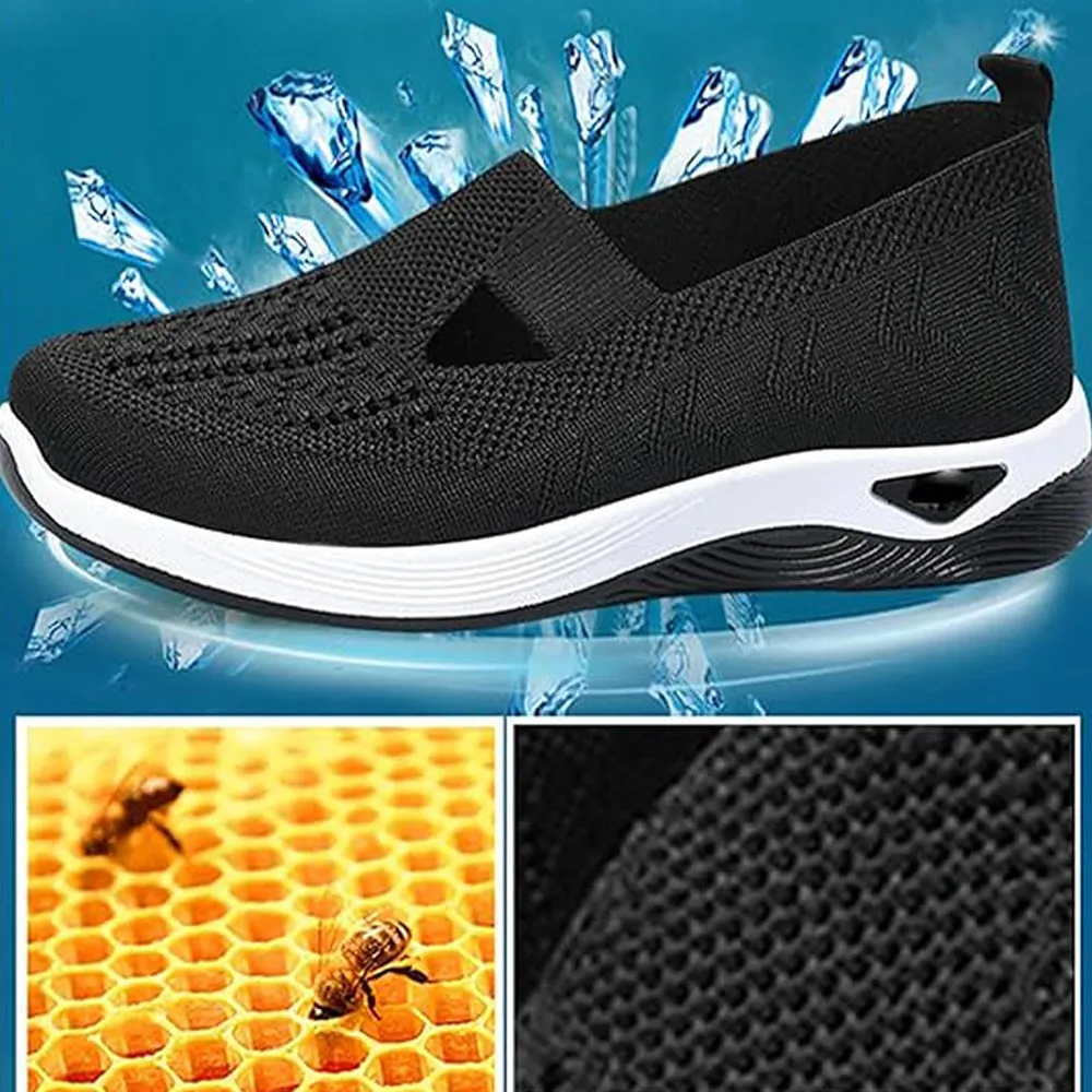 Betterthy Women's Slip-On Walking Shoes Comfort Breathable Plain Toe Casual Sneakers