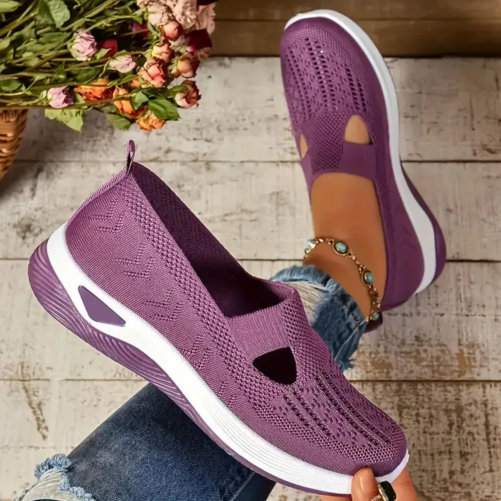 Betterthy Women's Slip-On Walking Shoes Comfort Breathable Plain Toe Casual Sneakers