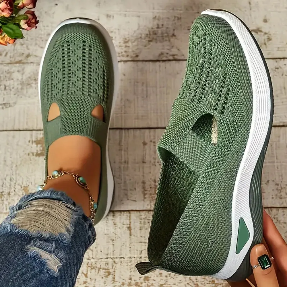 Betterthy Women's Slip-On Walking Shoes Comfort Breathable Plain Toe Casual Sneakers