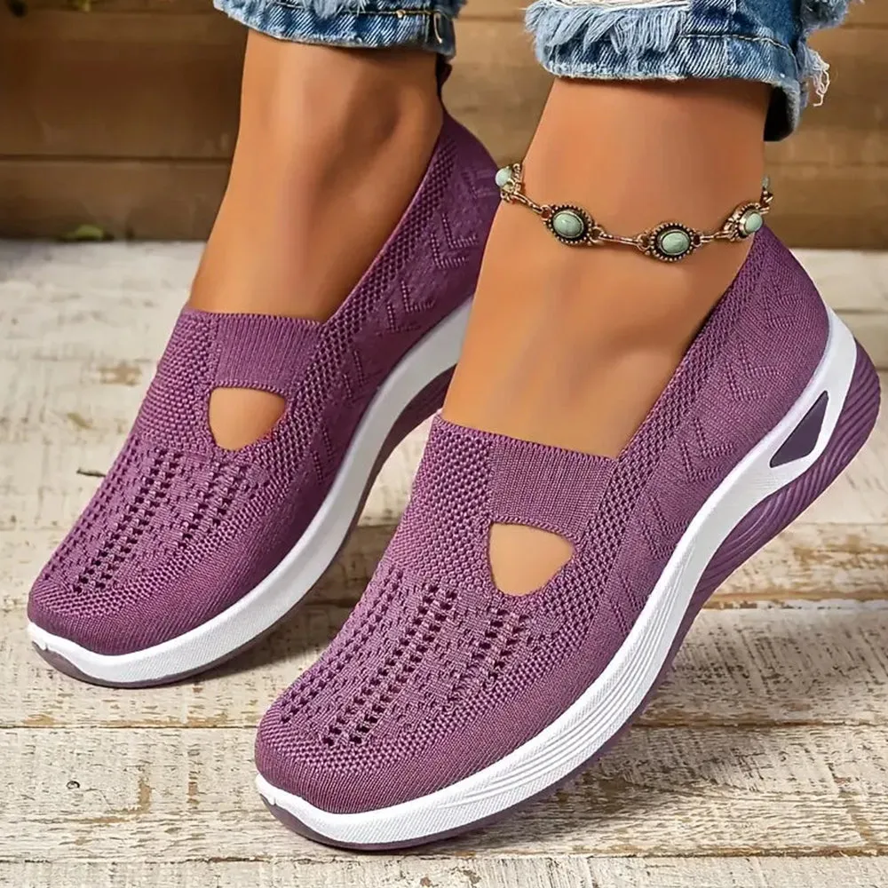 Betterthy Women's Slip-On Walking Shoes Comfort Breathable Plain Toe Casual Sneakers