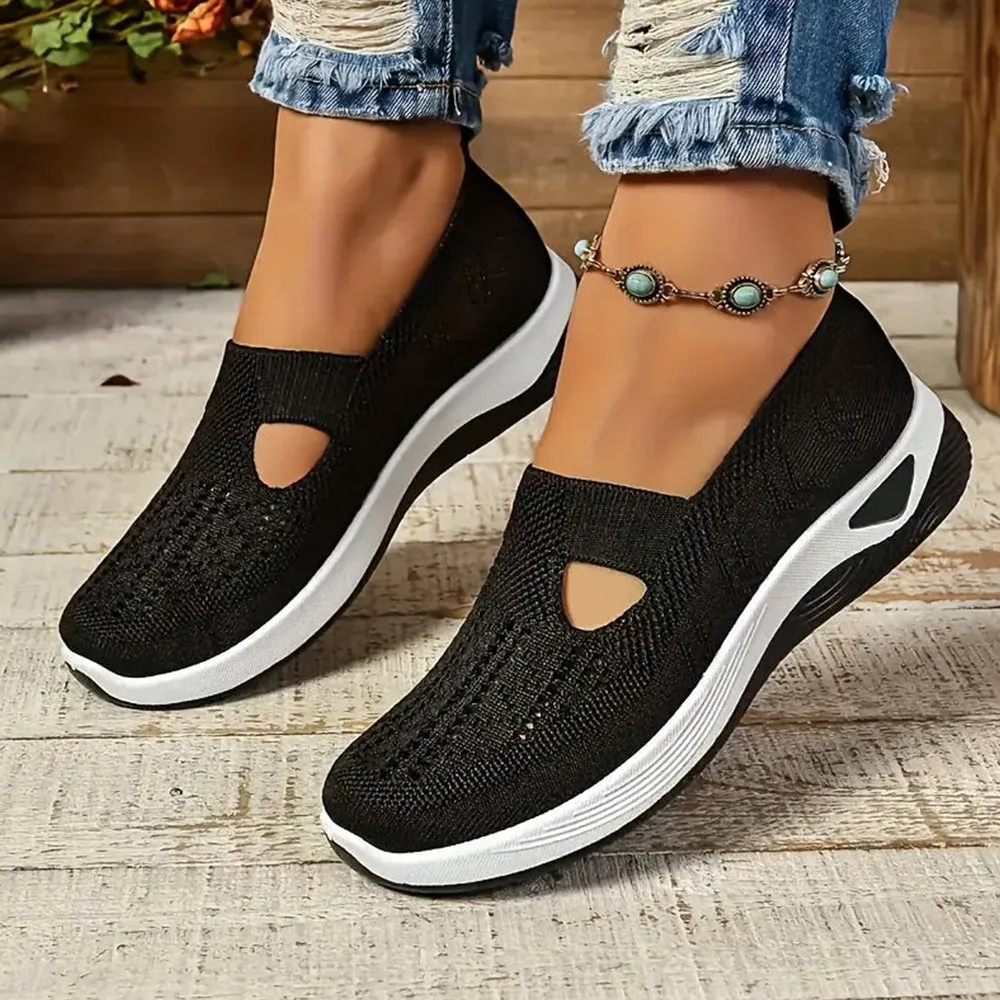 Betterthy Women's Slip-On Walking Shoes Comfort Breathable Plain Toe Casual Sneakers