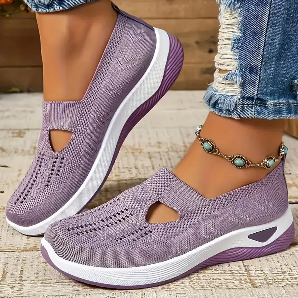 Betterthy Women's Slip-On Walking Shoes Comfort Breathable Plain Toe Casual Sneakers