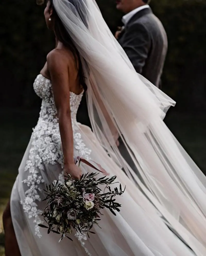 Boho Sweetheart Wedding Dress Bridal Gowns With 3D Lace Applique TN257