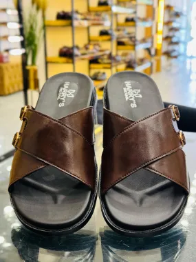 DOUBLE-MONK BROWN SLIPPERS