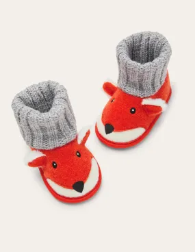 Fox Knitted Slipper Booties-Autumn Orange