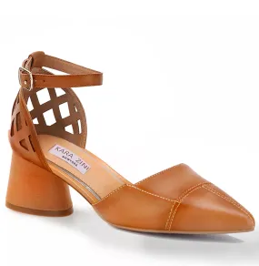 Kara Zini Handmade Brown Leather Patina Pumps