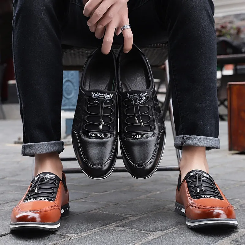 Mens Fashion Breathable Lace-up Leather Casual Shoes