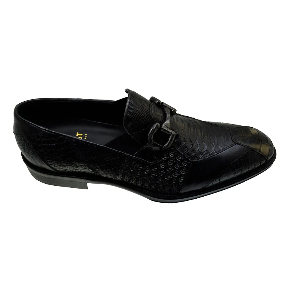 Men's Italian Shoes Jo Ghost 4994 Black Leather Dress Buckle Shoes