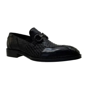 Men's Italian Shoes Jo Ghost 4994 Black Leather Dress Buckle Shoes