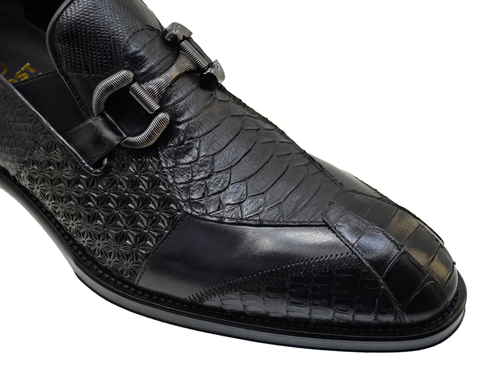 Men's Italian Shoes Jo Ghost 4994 Black Leather Dress Buckle Shoes