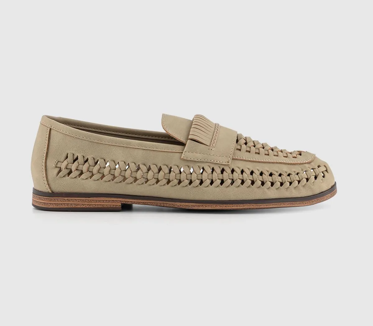 Mens Office Crown  Woven Loafers Stone