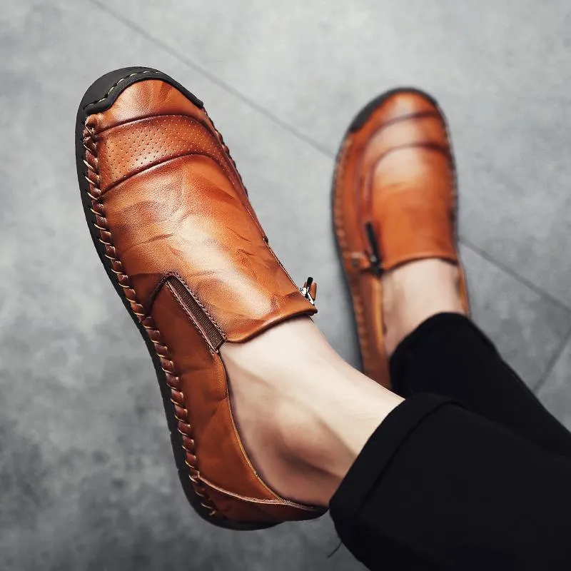 Men's Spring/Autumn Casual Leather Loafers | Plus Size