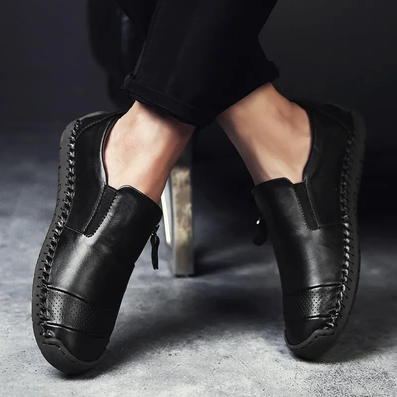 Men's Spring/Autumn Casual Leather Loafers | Plus Size