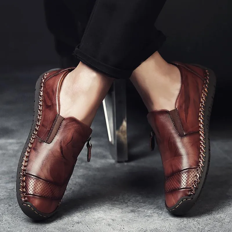 Men's Spring/Autumn Casual Leather Loafers | Plus Size