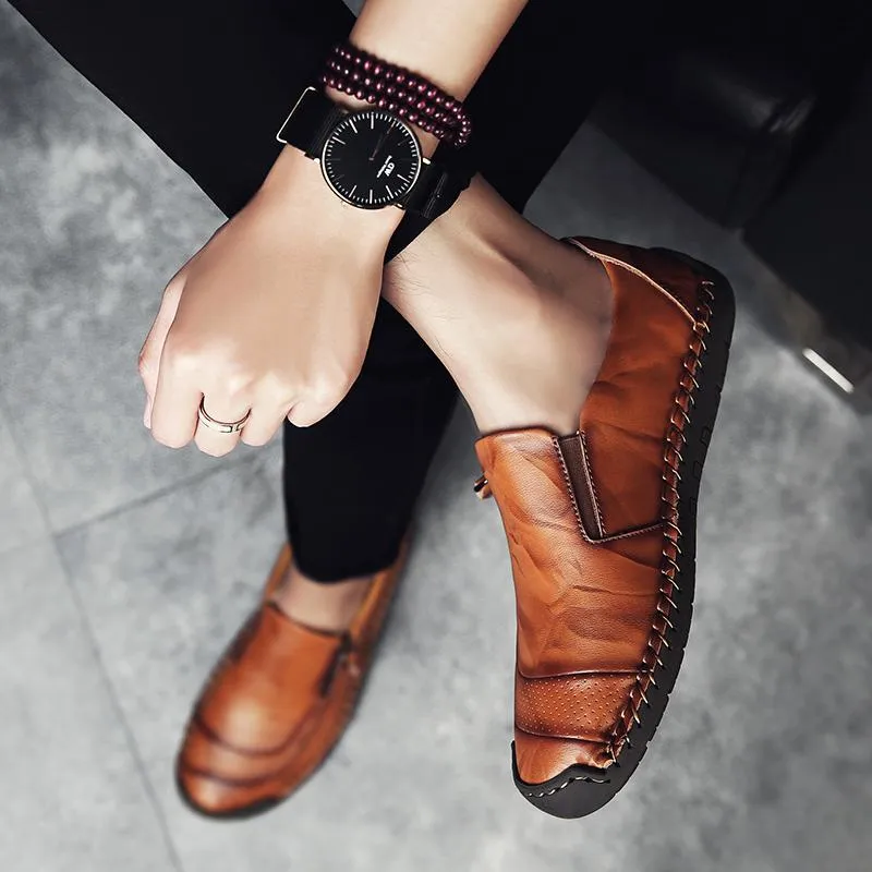 Men's Spring/Autumn Casual Leather Loafers | Plus Size