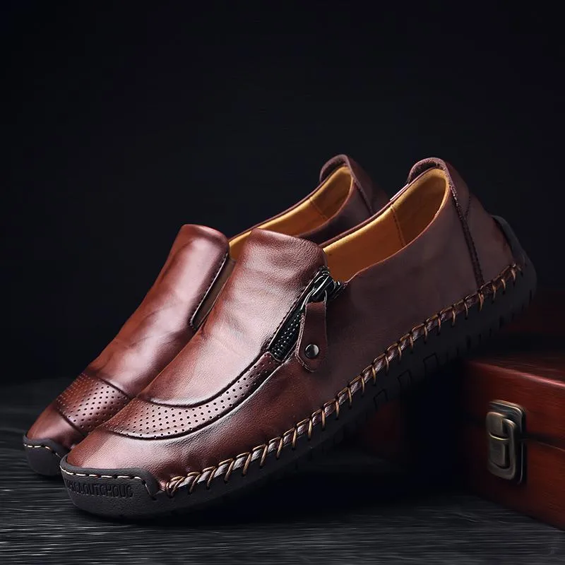 Men's Spring/Autumn Casual Leather Loafers | Plus Size
