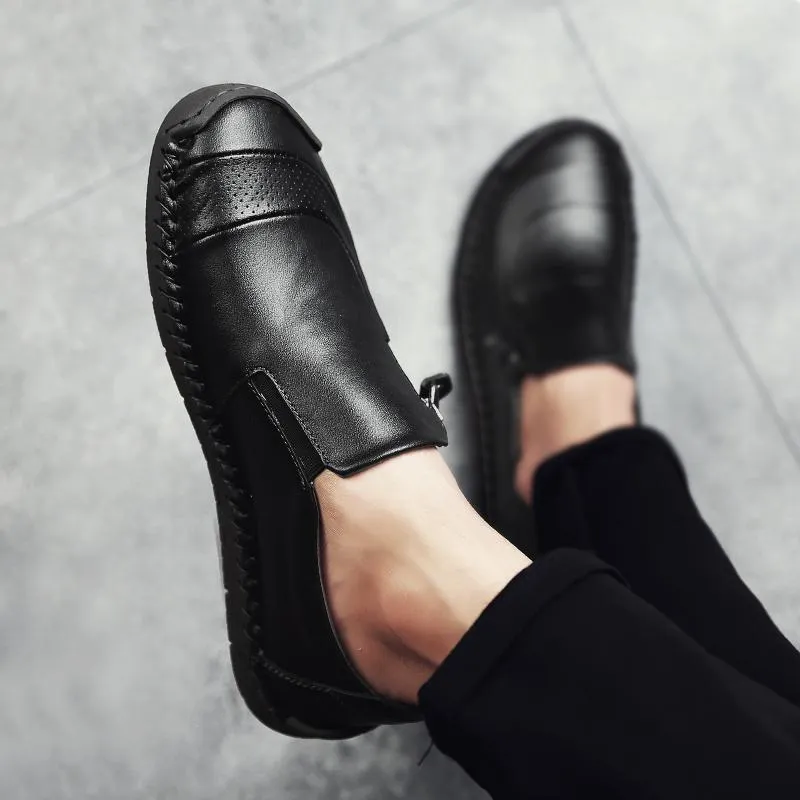 Men's Spring/Autumn Casual Leather Loafers | Plus Size