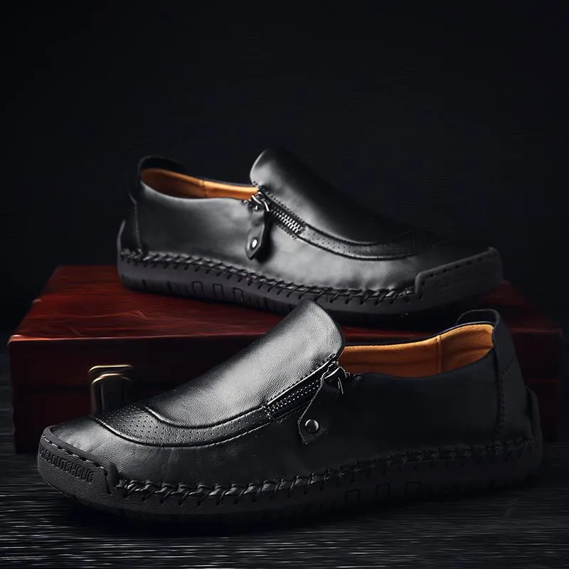 Men's Spring/Autumn Casual Leather Loafers | Plus Size