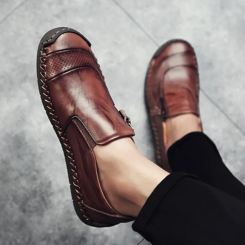 Men's Spring/Autumn Casual Leather Loafers | Plus Size