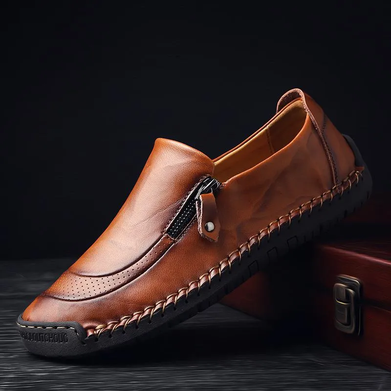 Men's Spring/Autumn Casual Leather Loafers | Plus Size