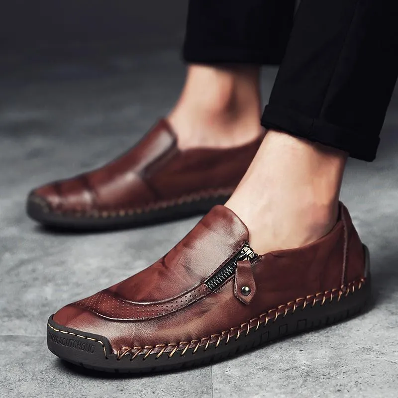 Men's Spring/Autumn Casual Leather Loafers | Plus Size