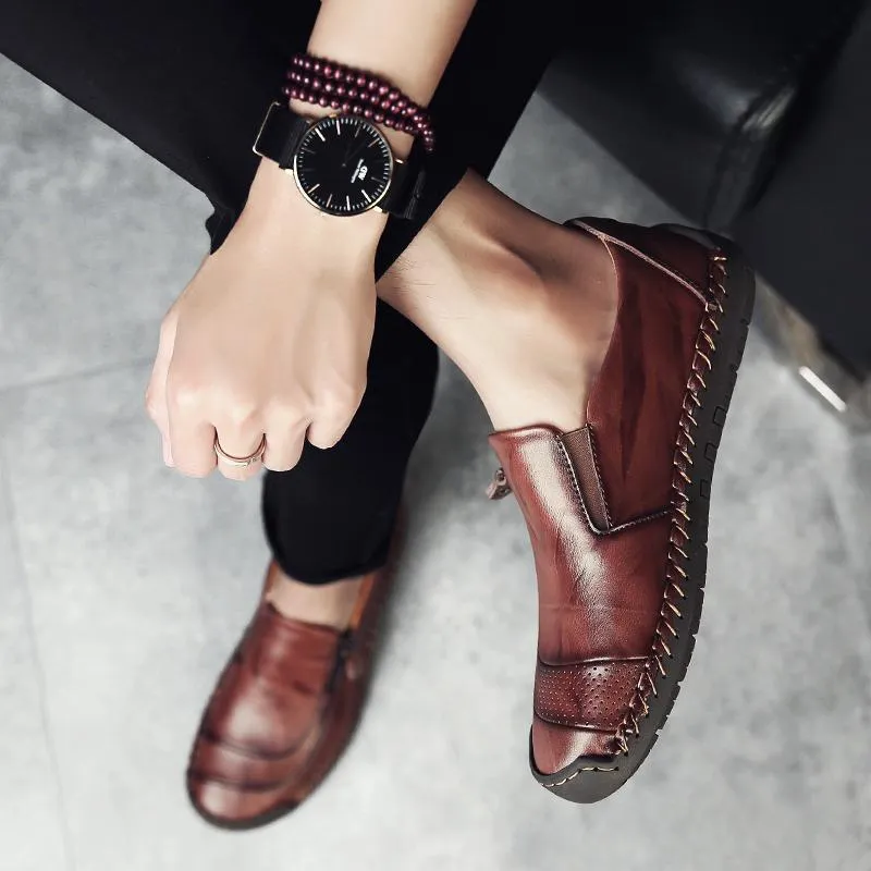 Men's Spring/Autumn Casual Leather Loafers | Plus Size