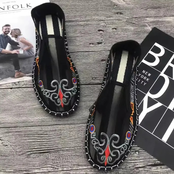 Men's Summer Breathable Mesh Loafers with Auspicious Embroidery - Anti-Odor, Soft Sole, Casual Shoes