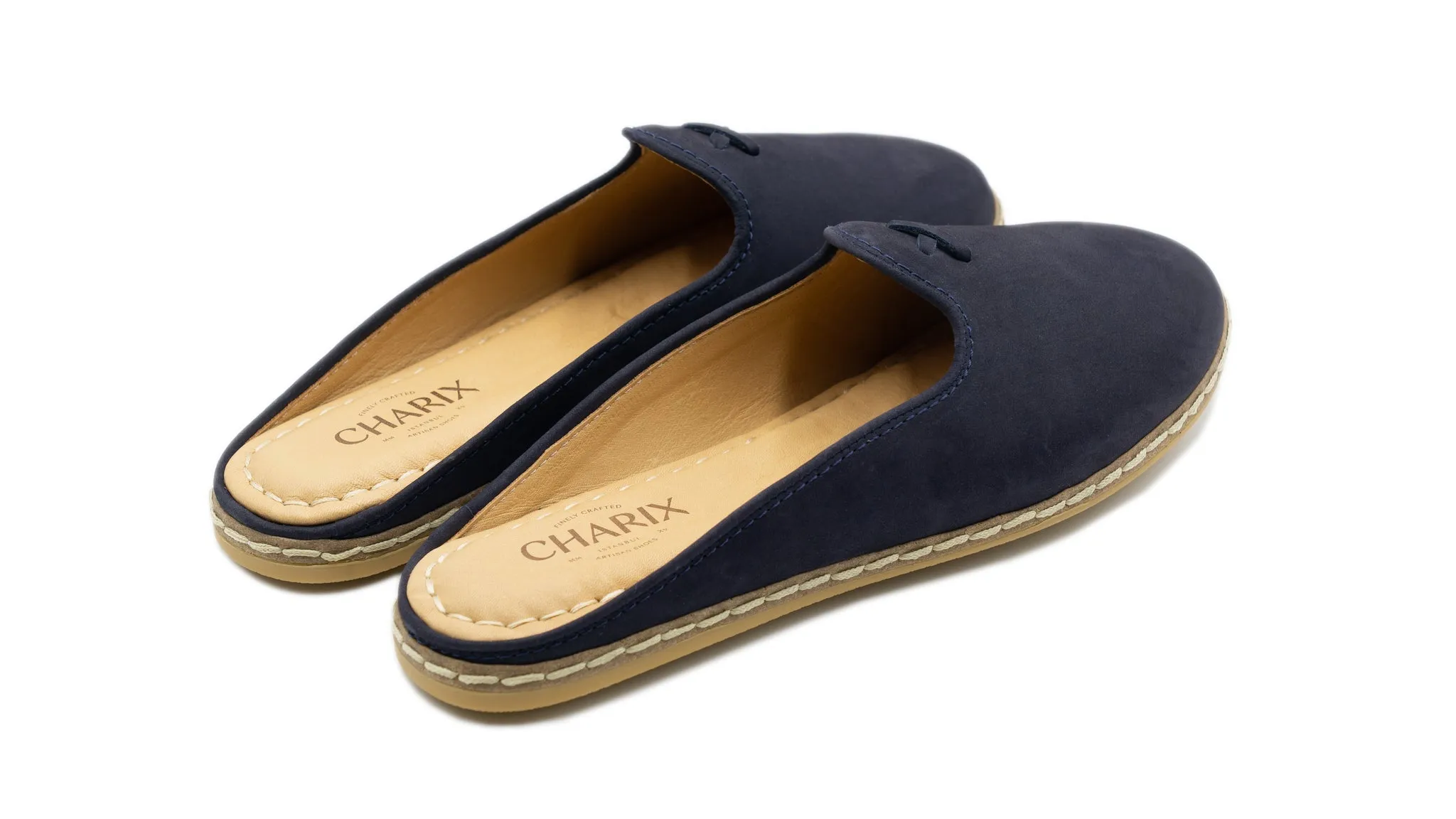 Navy Nubuck Mules for Men