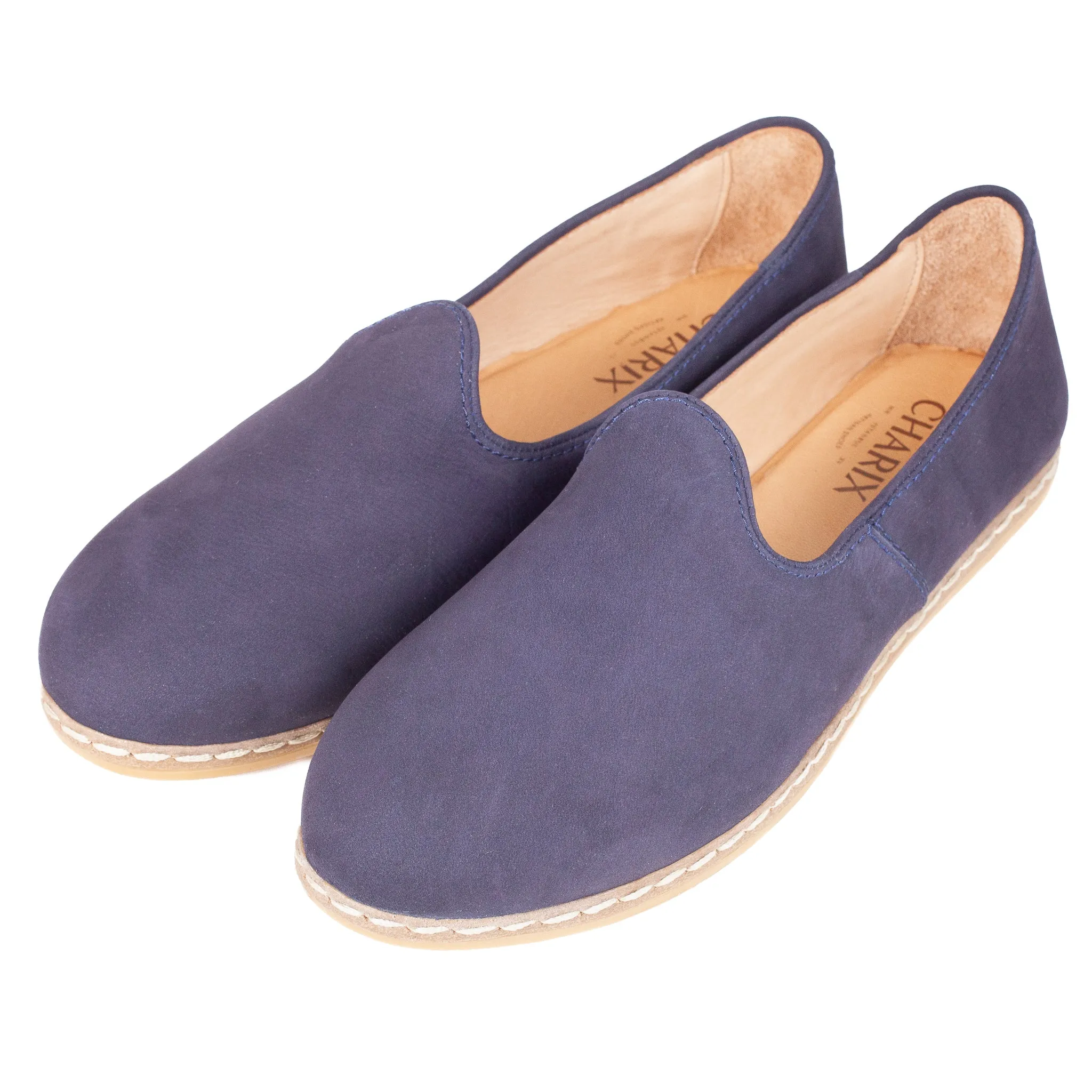 Navy Nubuck Slip Ons for Men