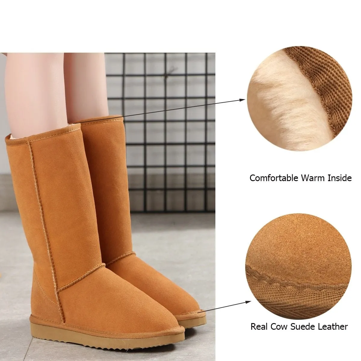 Women's Tall and Sleek Snow Genuine Leather Boots