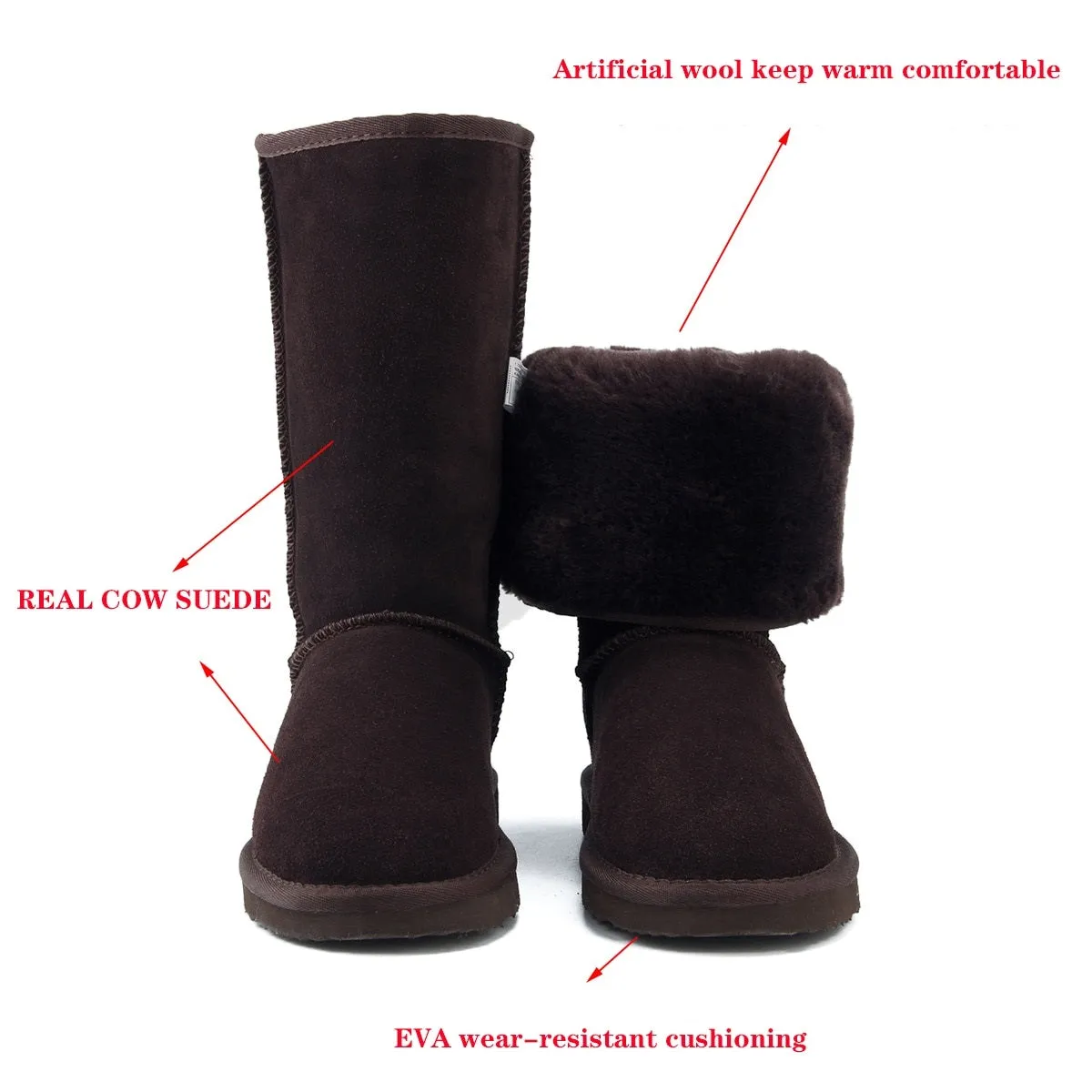 Women's Tall and Sleek Snow Genuine Leather Boots