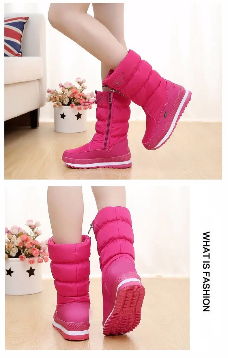 Women's Waterproof Snow Thick Plush TPR Sole Boots