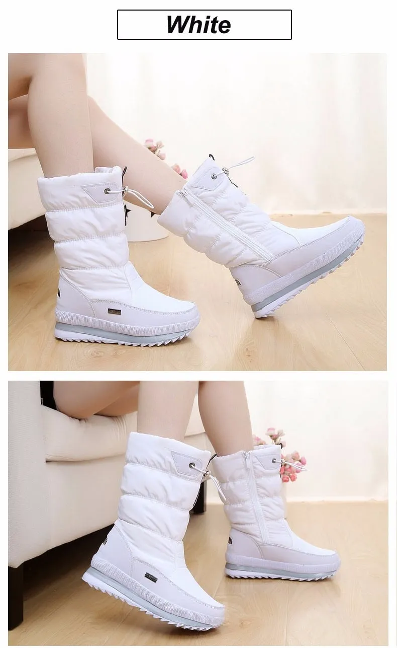 Women's Waterproof Snow Thick Plush TPR Sole Boots