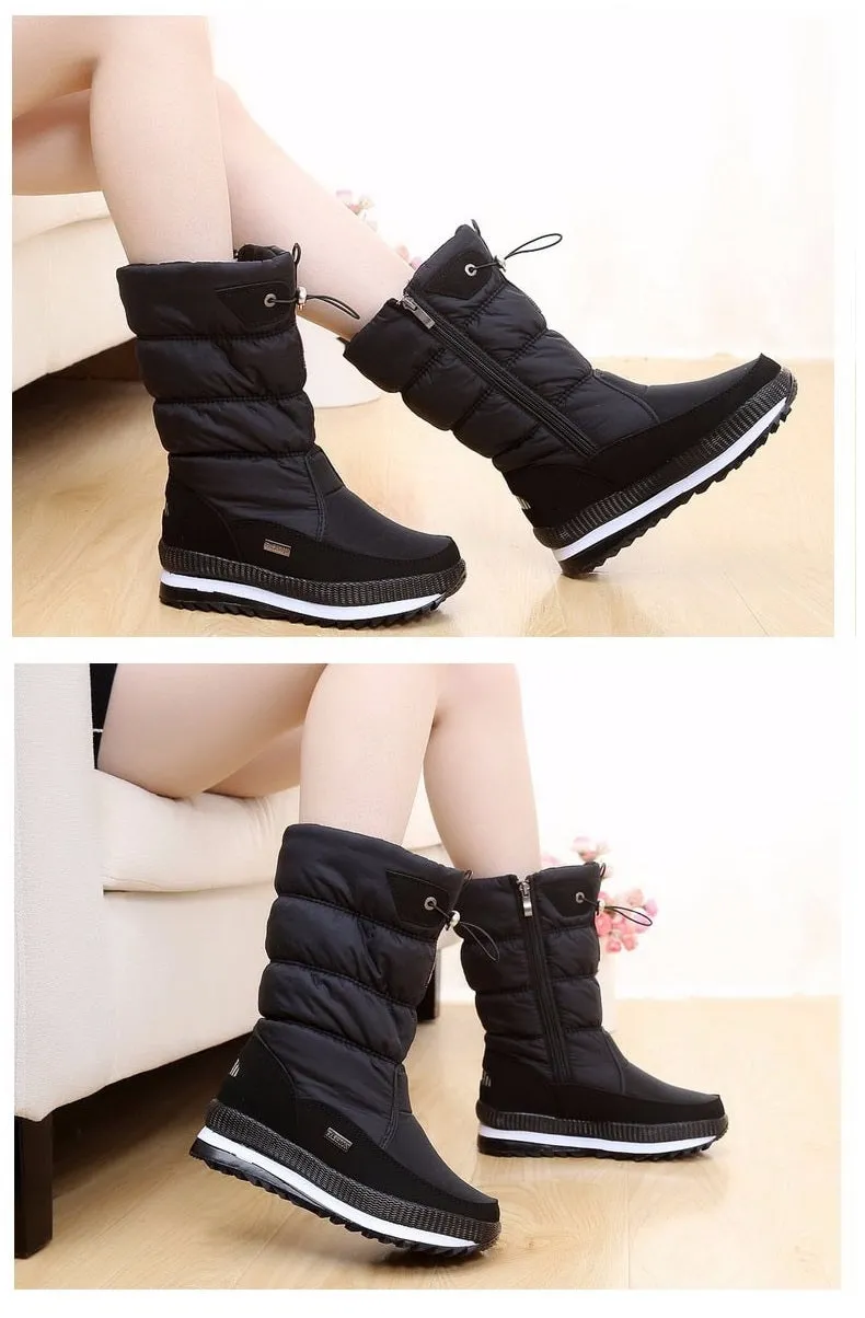 Women's Waterproof Snow Thick Plush TPR Sole Boots